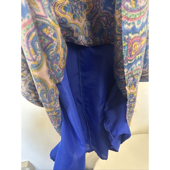 Shabby Apple Women's Blue Silk XS  Short Sleeve Paisley Pullover Dress - Picture 6 of 7